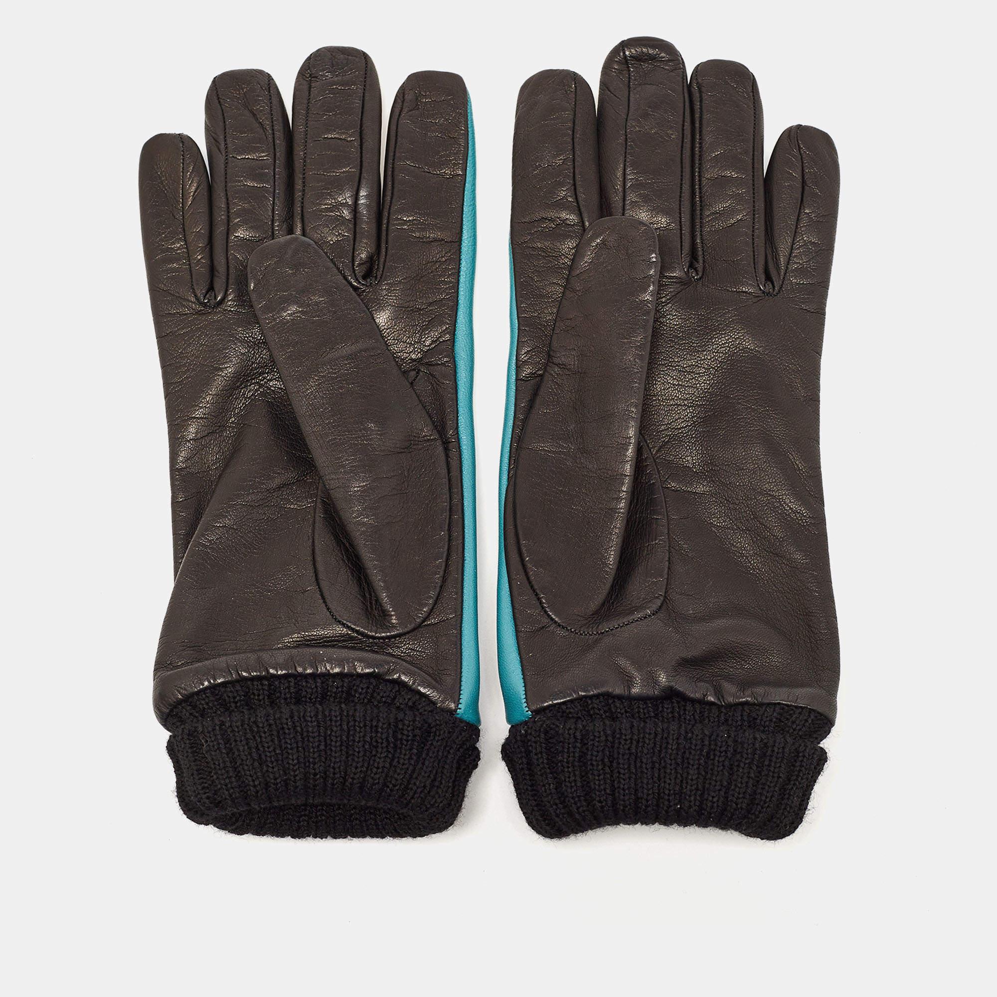 Missoni Multicolor Color Block Leather Gloves M For Sale 1