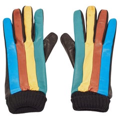 Missoni Multicolor Color Block Leather Gloves M