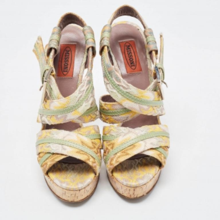 Missoni Sandali con cinturino alla caviglia in pelle e uncinetto multicolore misura 37,5 In condizioni buone a Dubai, Al Qouz 2