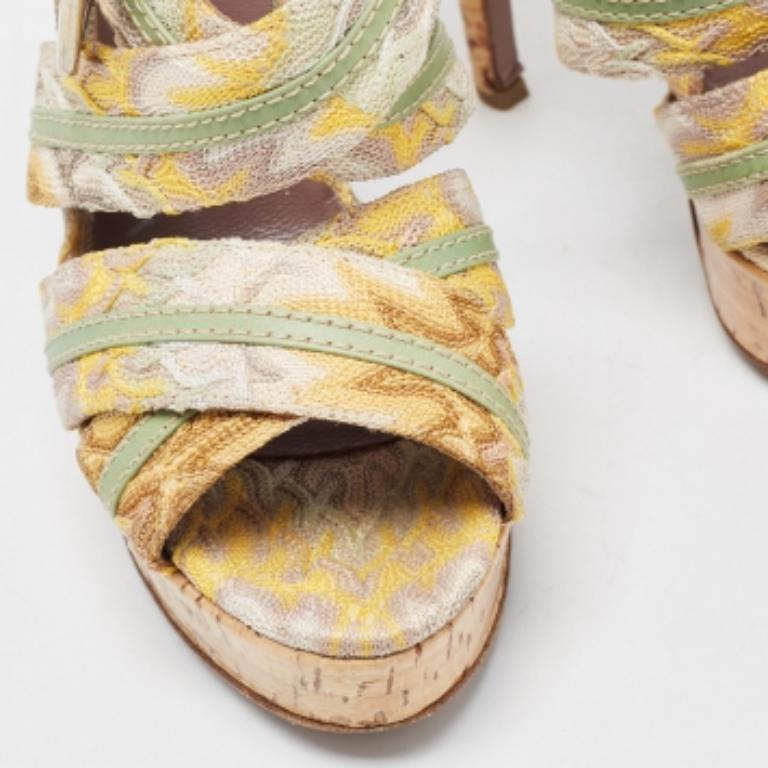 Missoni Sandali con cinturino alla caviglia in pelle e uncinetto multicolore misura 37,5 1