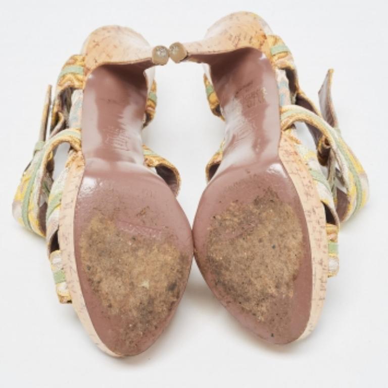 Missoni Sandali con cinturino alla caviglia in pelle e uncinetto multicolore misura 37,5 3