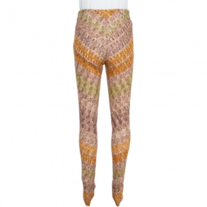 Missoni Multicolor Crocheted Knit Straight Leg Trousers S For Sale 1