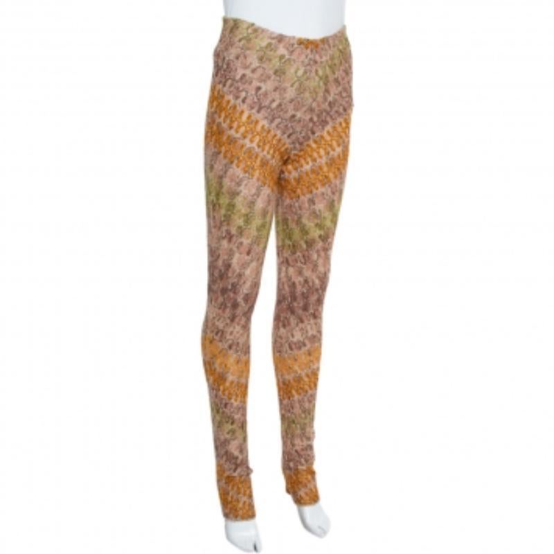 Missoni Multicolor Crocheted Knit Straight Leg Trousers S For Sale 2