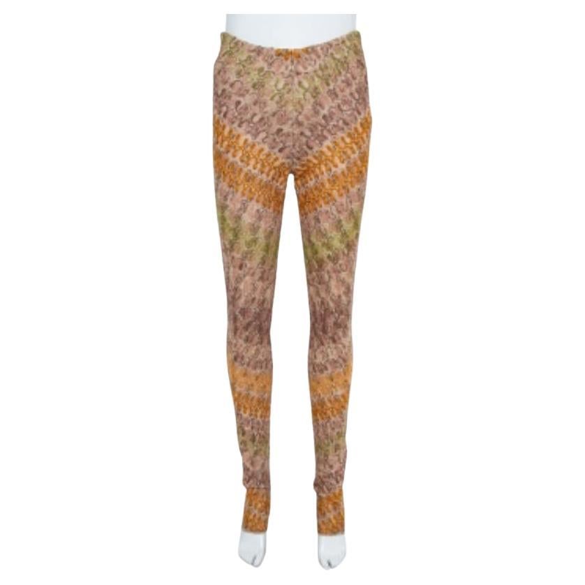 Missoni Multicolor Crocheted Knit Straight Leg Trousers S For Sale