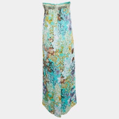 Missoni Multicolor Floral Print Embellished Silk Strapless Long Dress L