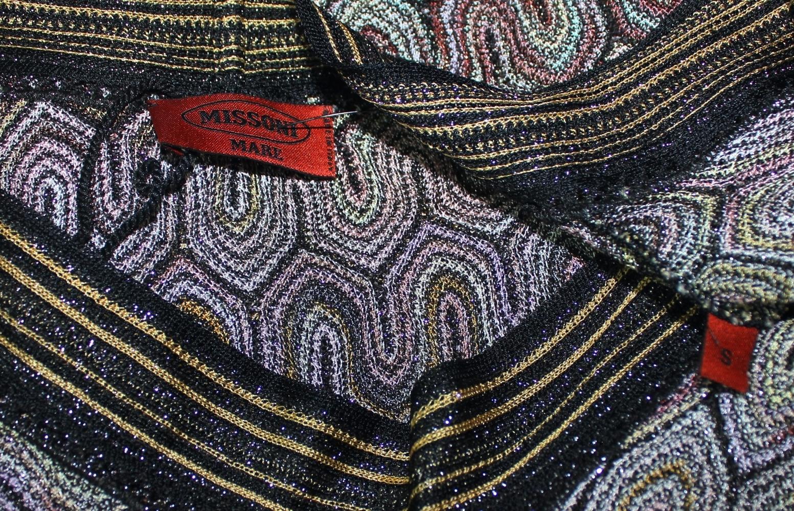 NEW Missoni Multicolor Metallic Lurex Crochet Knit Kaftan Tunic Top Mini Dress S For Sale 2