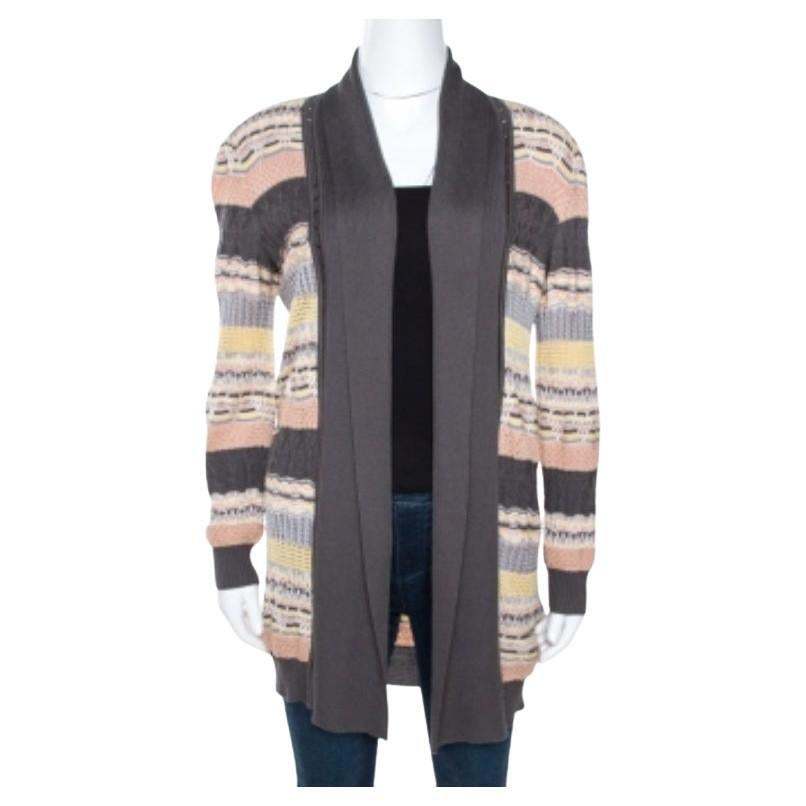 Missoni Multicolor Jacquard Eyelet Knit Cardigan M in vendita
