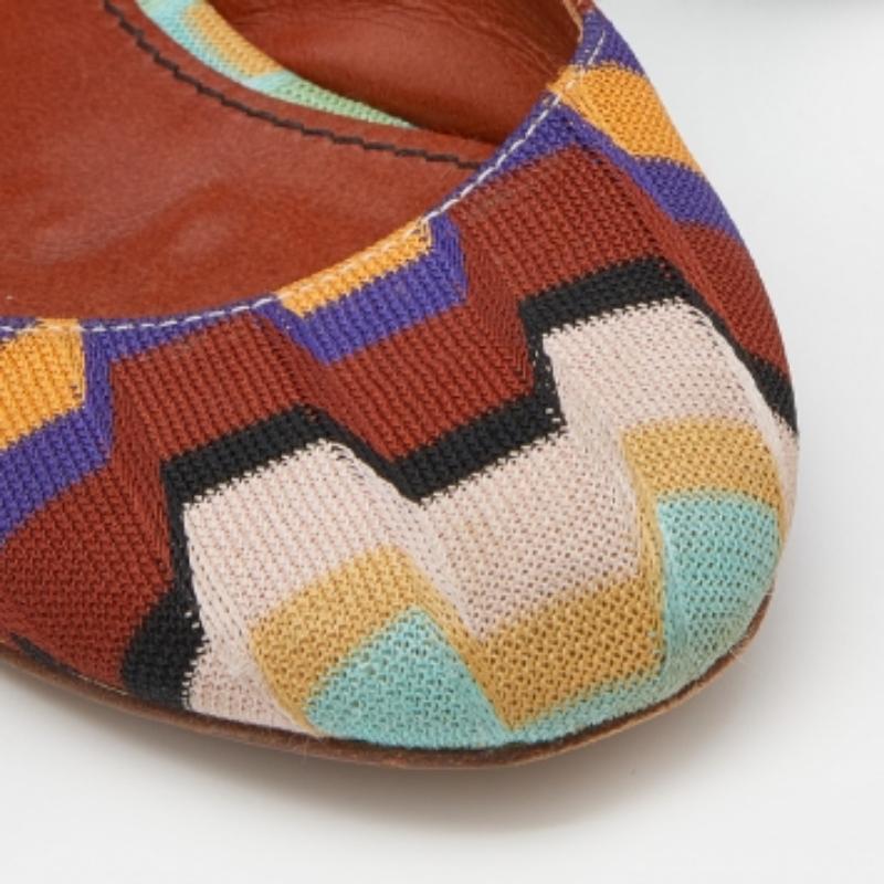 Women's Missoni Multicolor Knit Fabric Ballet Flats Size 36 For Sale