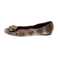 Missoni Multicolor Knit Fabric Embellished Ballet Flats Size 37