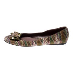 Missoni Multicolor Knit Fabric Embellished Ballet Flats Size 37