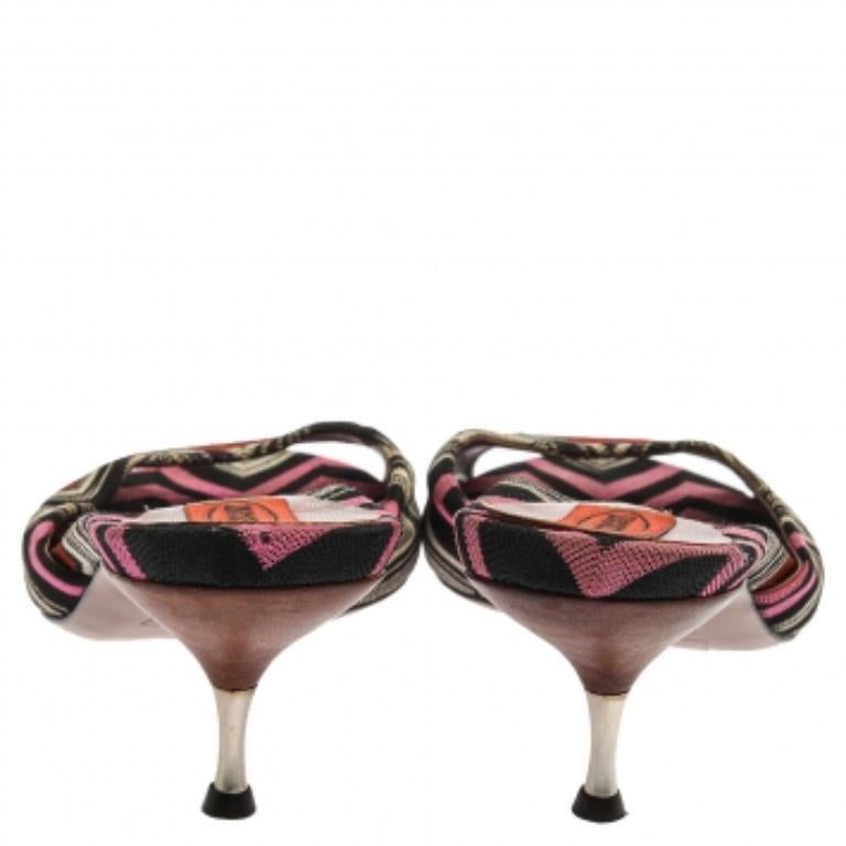 Women's Missoni Multicolor Knit Fabric Open Toe Slip On Sandals Size 38 For Sale