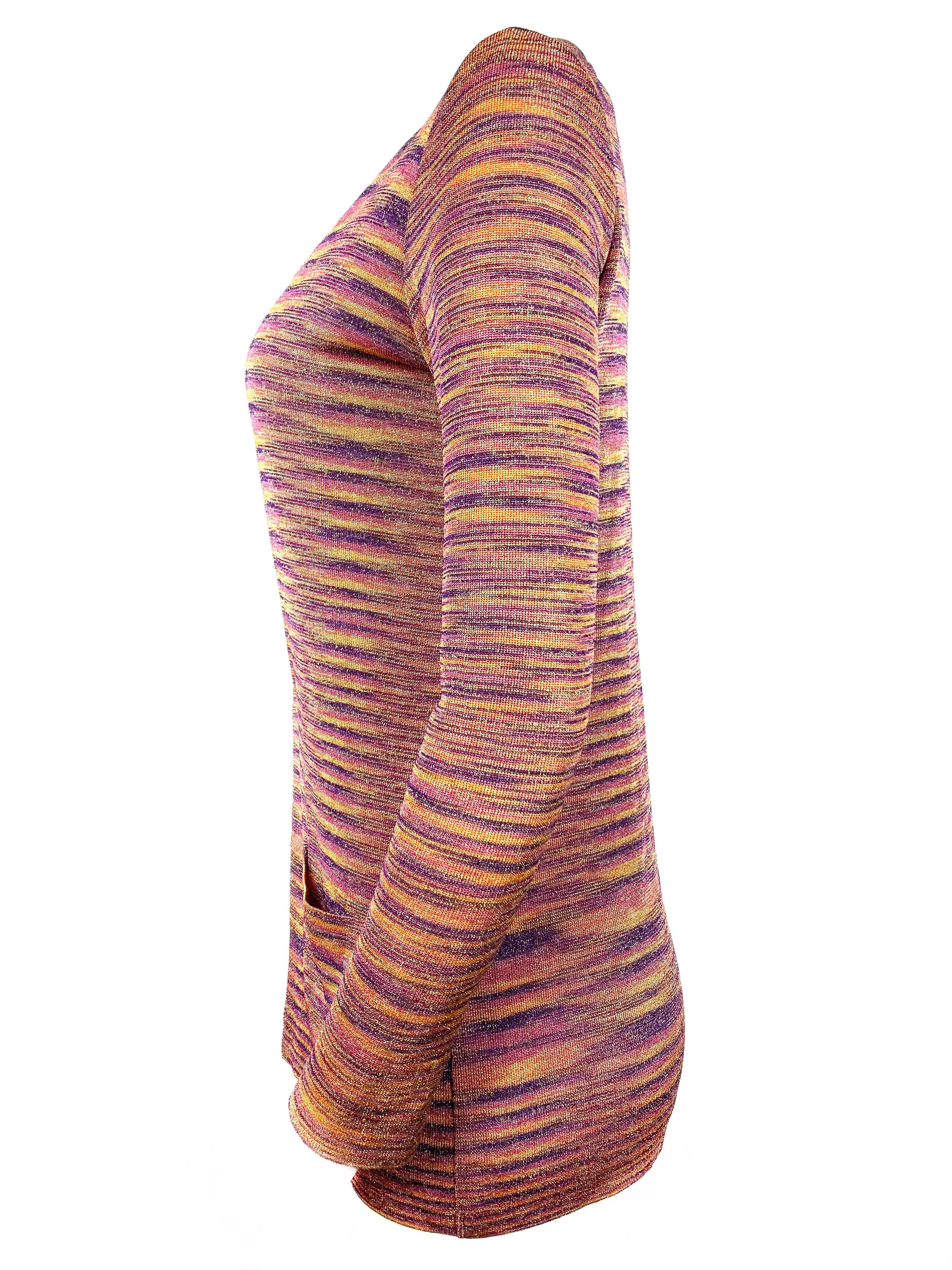 Brown Missoni Multicolor Knit Sleeveless Top and Cardigan Set Size 40 For Sale