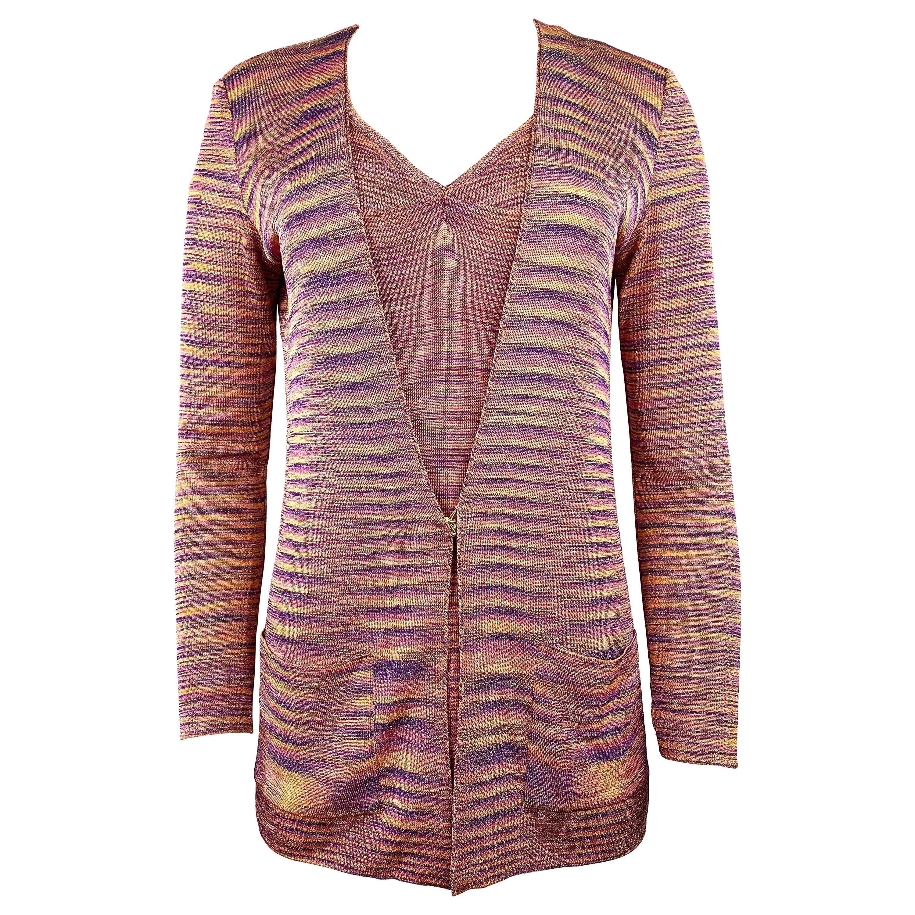 Missoni Multicolor Knit Sleeveless Top and Cardigan Set Size 40 For Sale