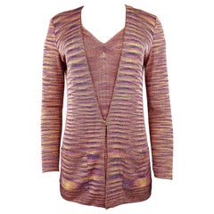 Mehrfarbiges ärmelloses Stricktop und Strickjacke von Missoni, Größe 40