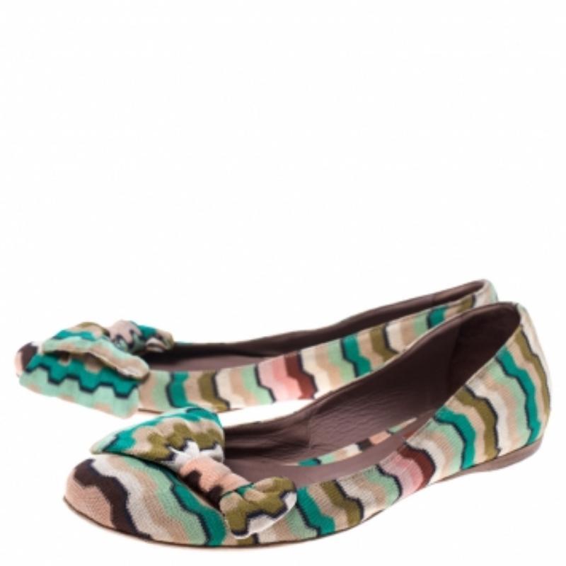 Missoni Bailarinas con Lazo en Tejido de Punto Multicolor Talla 37 Marrón