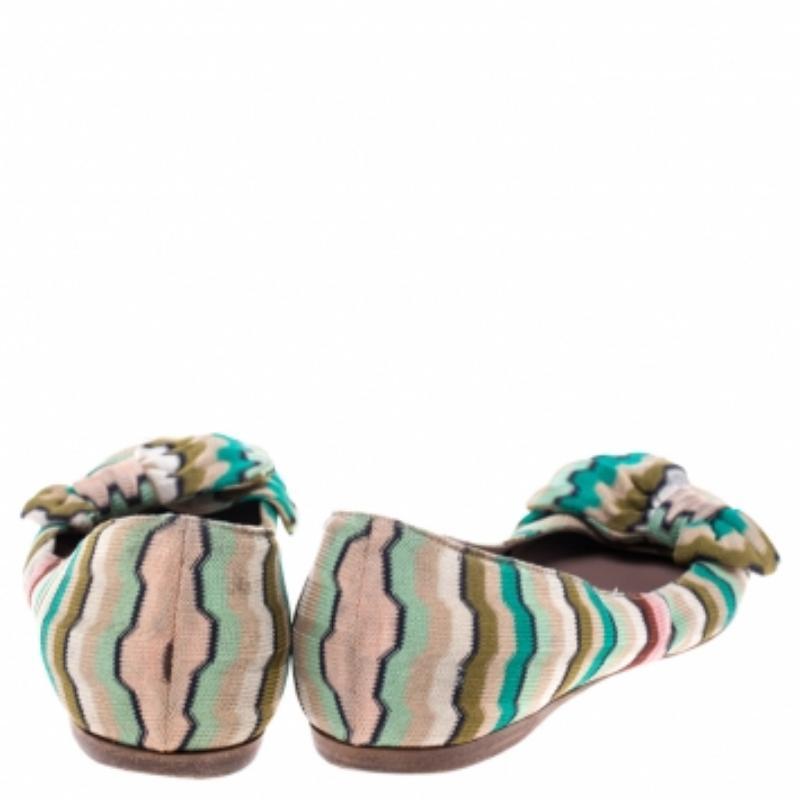 De las mujeres Missoni Bailarinas con Lazo en Tejido de Punto Multicolor Talla 37