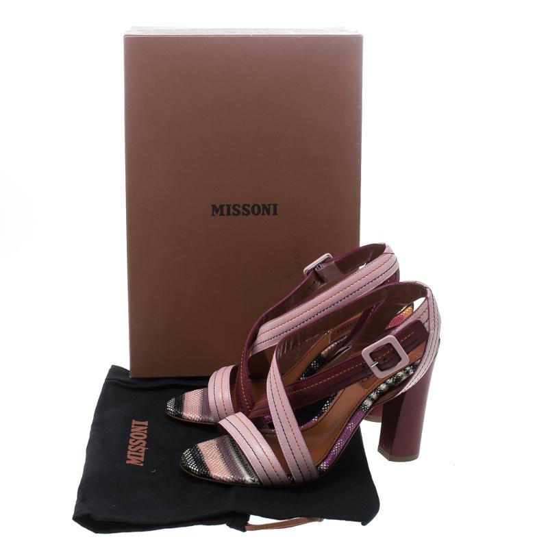 Missoni Multicolor Leather Block Heel Cross Strap Sandals Size 37 3