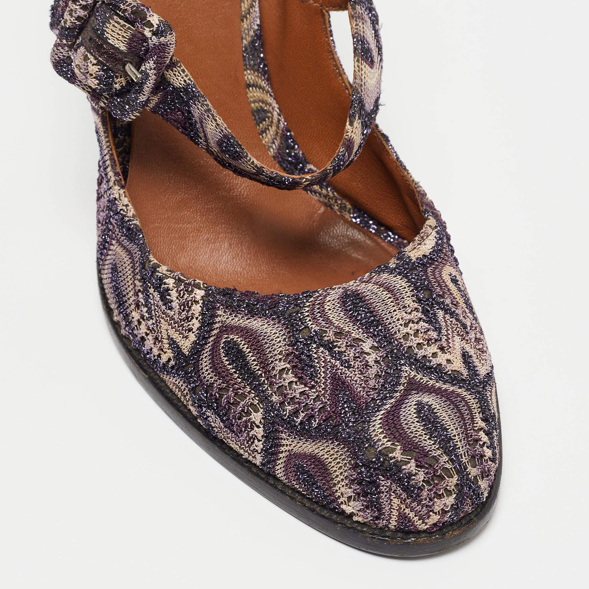 Missoni Multicolor Lurex Fabric Mary Jane Pumps Size 39 For Sale 2