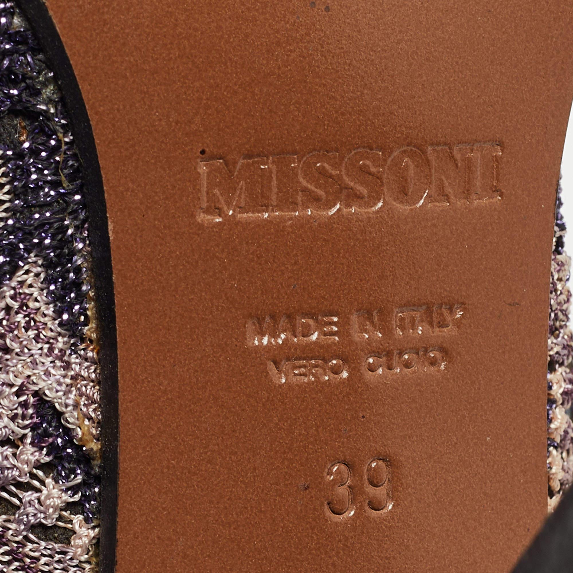 Missoni Multicolor Lurex Fabric Mary Jane Pumps Size 39 For Sale 3