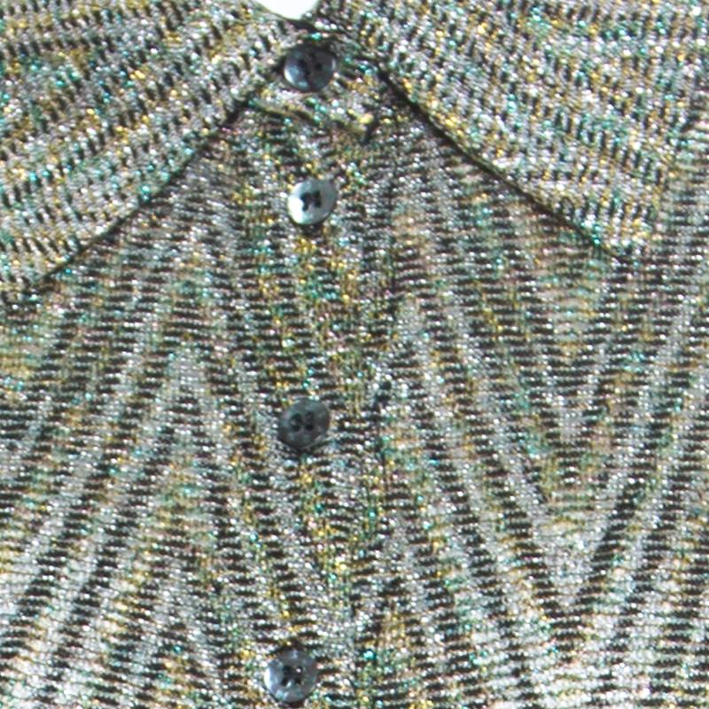 Women's Missoni Multicolor Lurex Knit Chevron Pattern Long Sleeve Bodysuit M