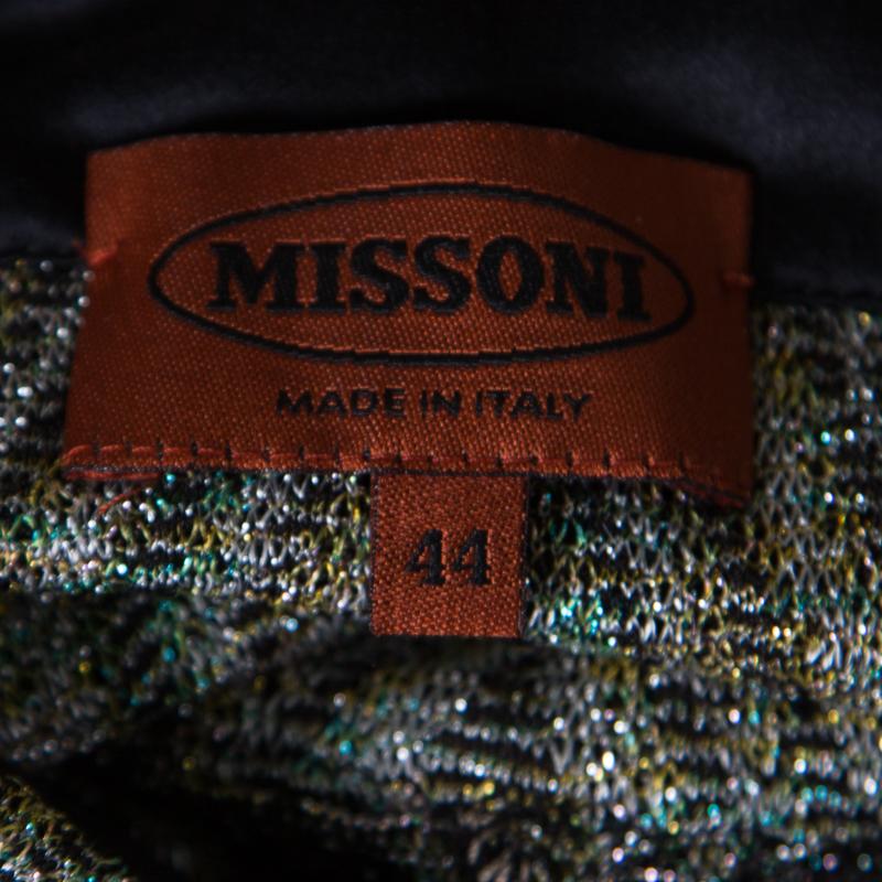 Missoni Multicolor Lurex Knit Chevron Pattern Long Sleeve Bodysuit M 1
