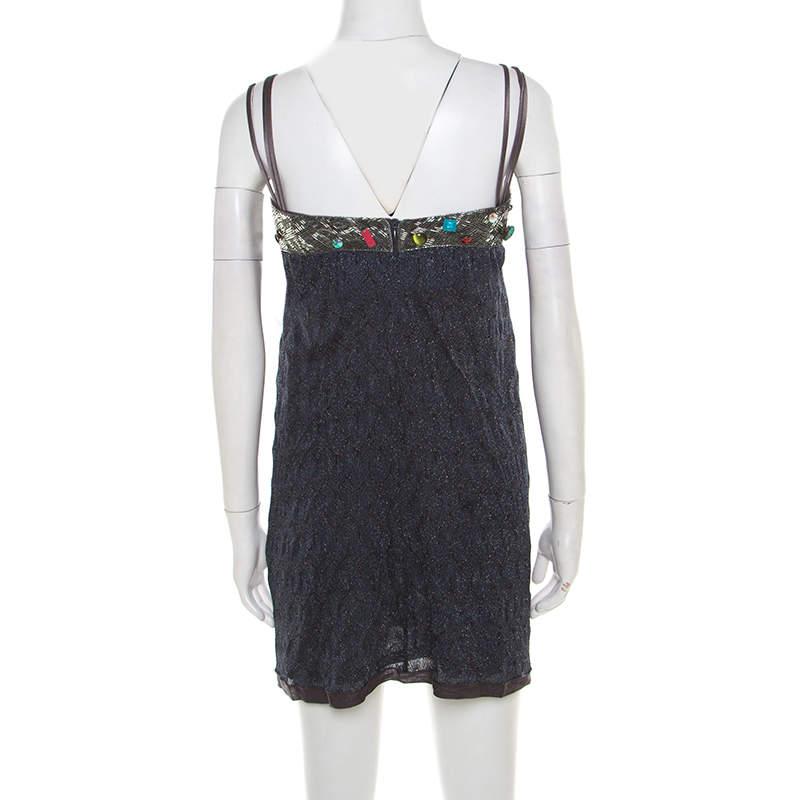 Missoni Multicolor Lurex Knit Embellished Bodice Sleeveless Dress S In Good Condition For Sale In Dubai, Al Qouz 2