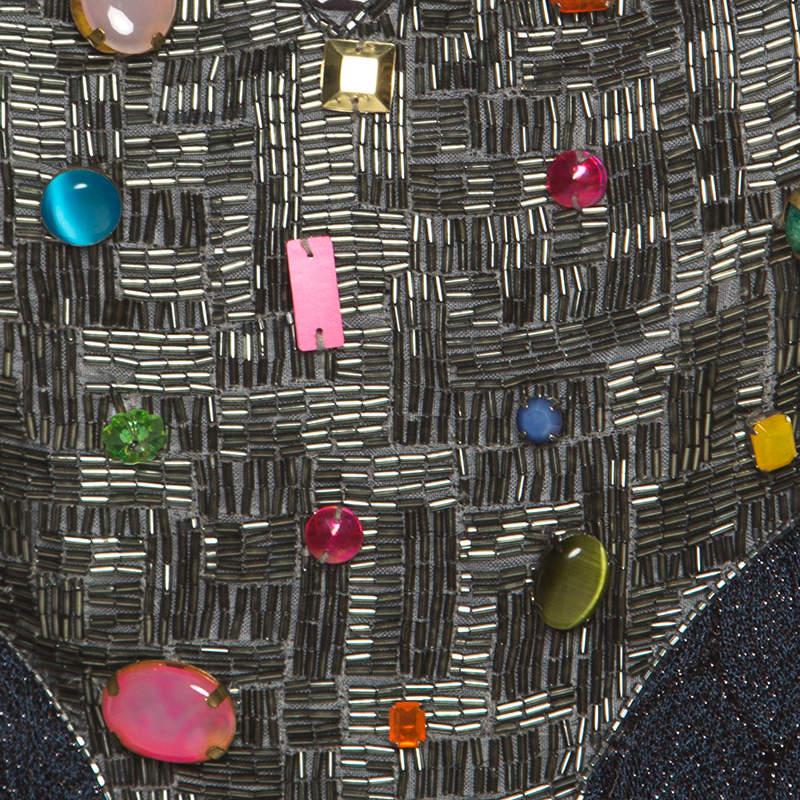 Missoni Multicolor Lurex Knit Embellished Bodice Sleeveless Dress S For Sale 1