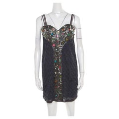 Missoni Multicolore Lurex Knit Embellished Bodice Sleeveless Dress S