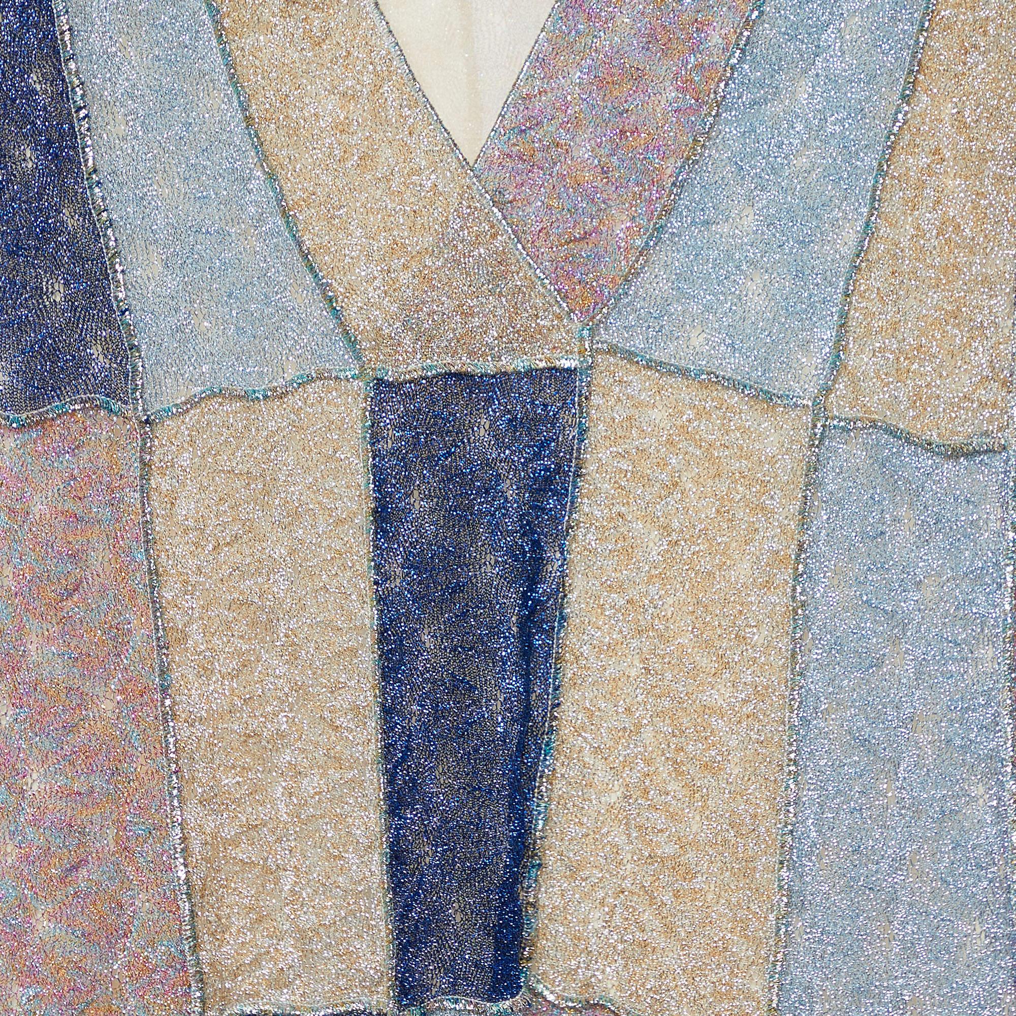 Gray Missoni Multicolor Lurex Knit Sleeveless Maxi Dress S