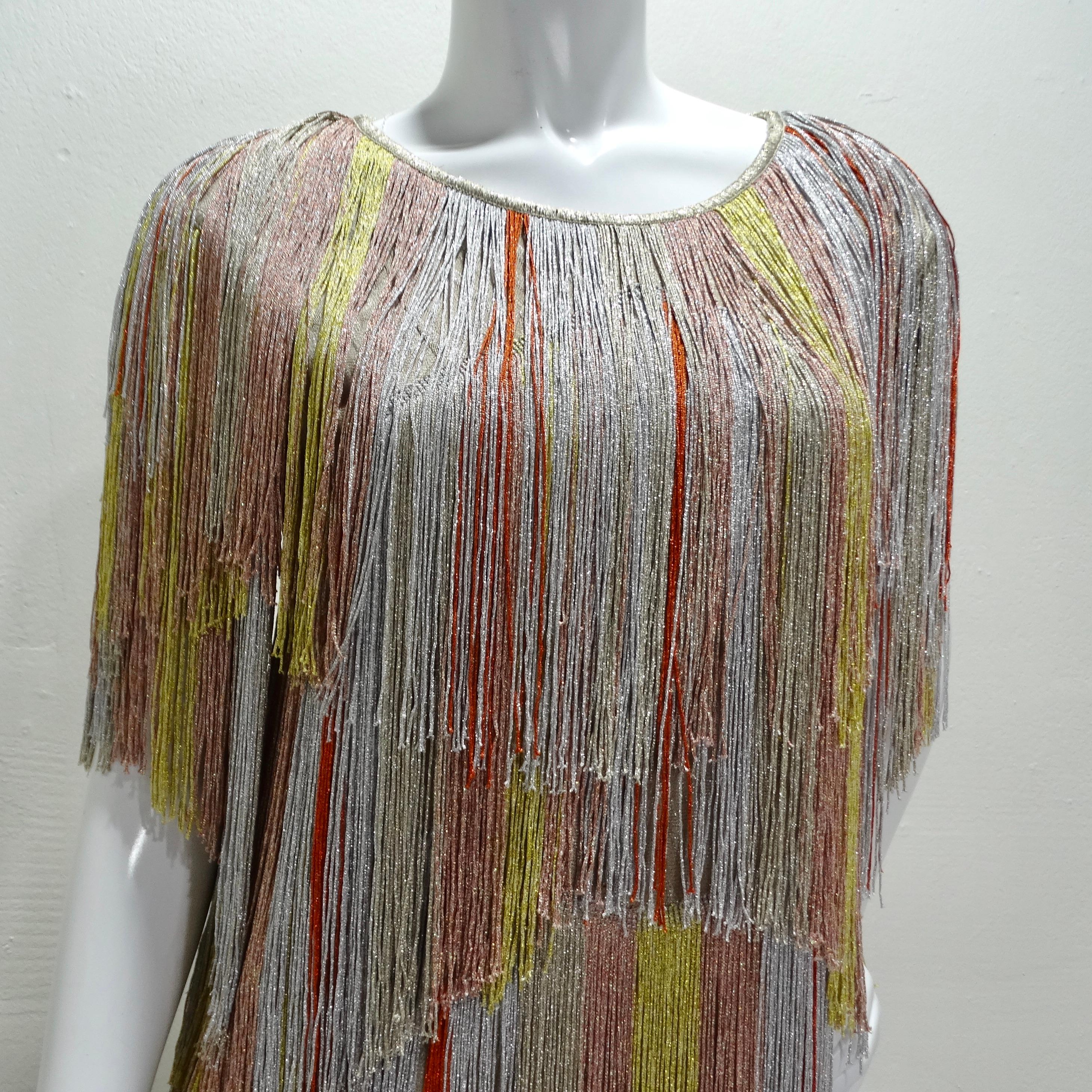 Missoni Multicolor Metallic Fringe Dress In Excellent Condition For Sale In Scottsdale, AZ