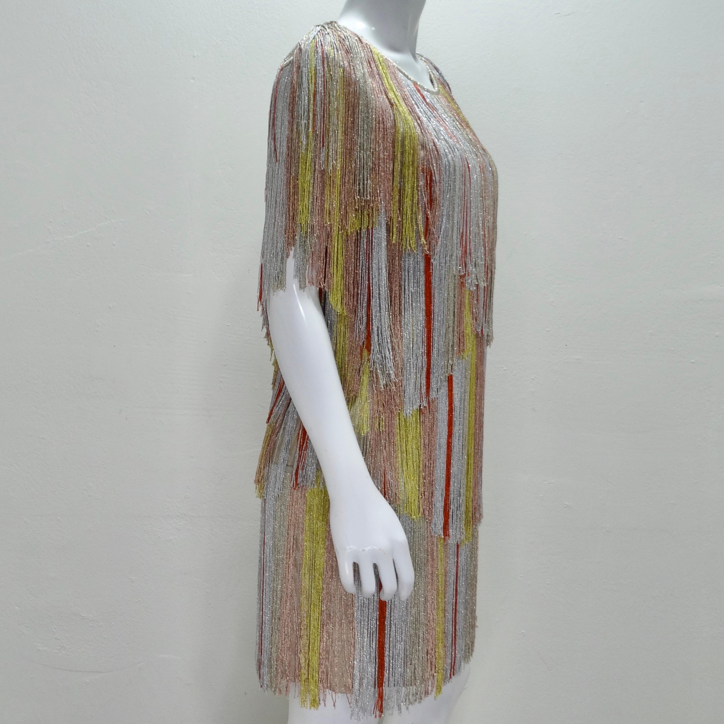 Missoni - Robe à franges métalliques multicolores en vente 1