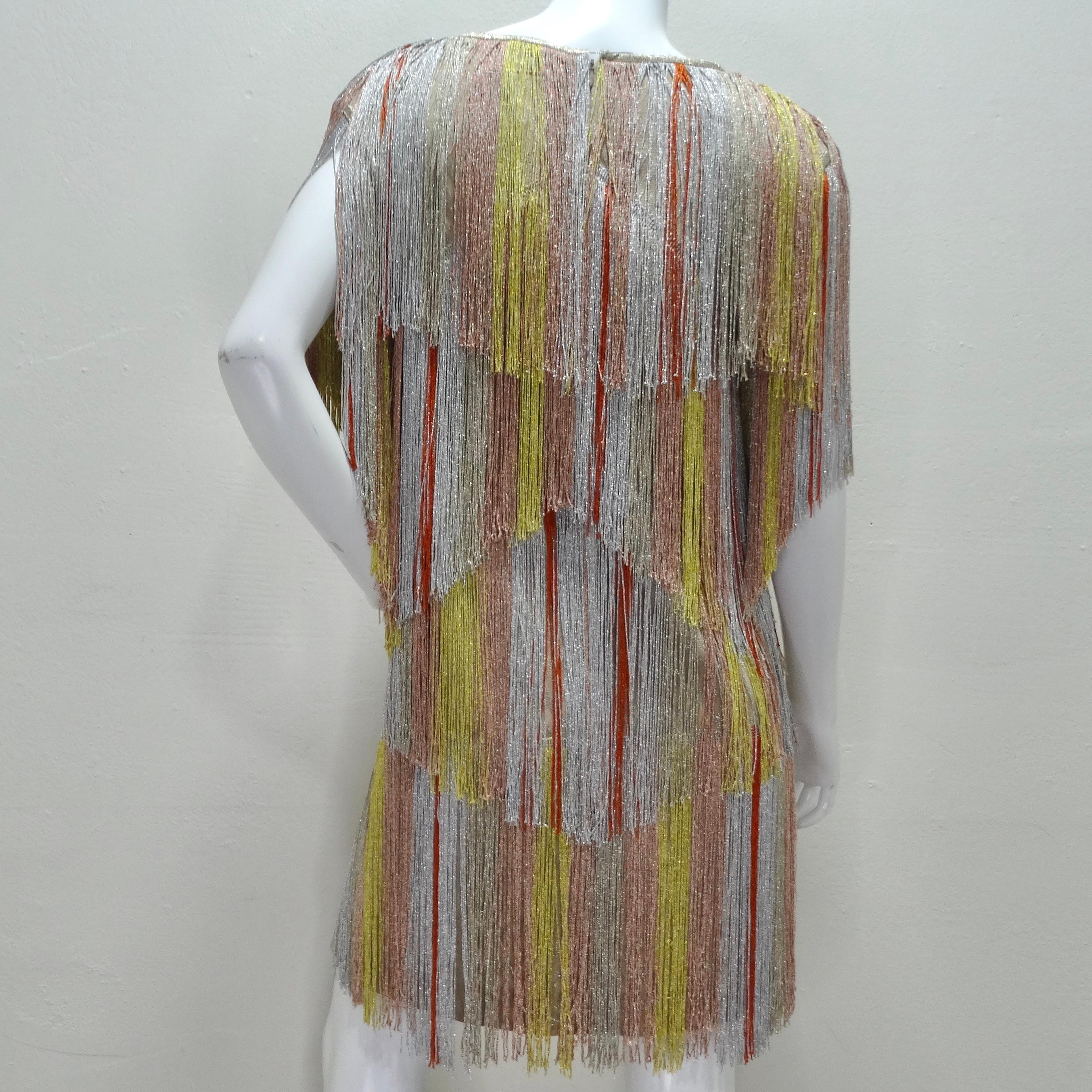Missoni - Robe à franges métalliques multicolores en vente 2