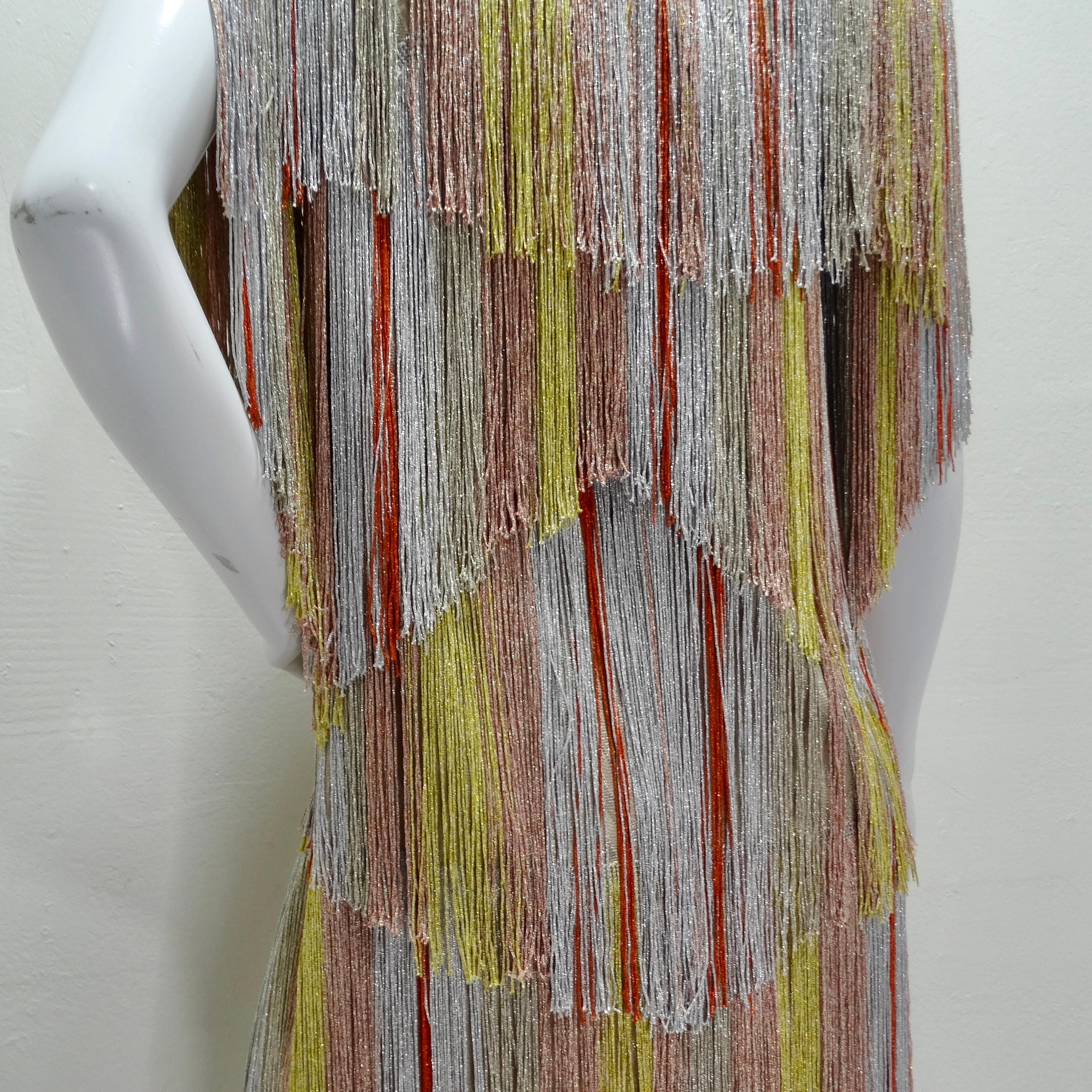 Missoni - Robe à franges métalliques multicolores en vente 3
