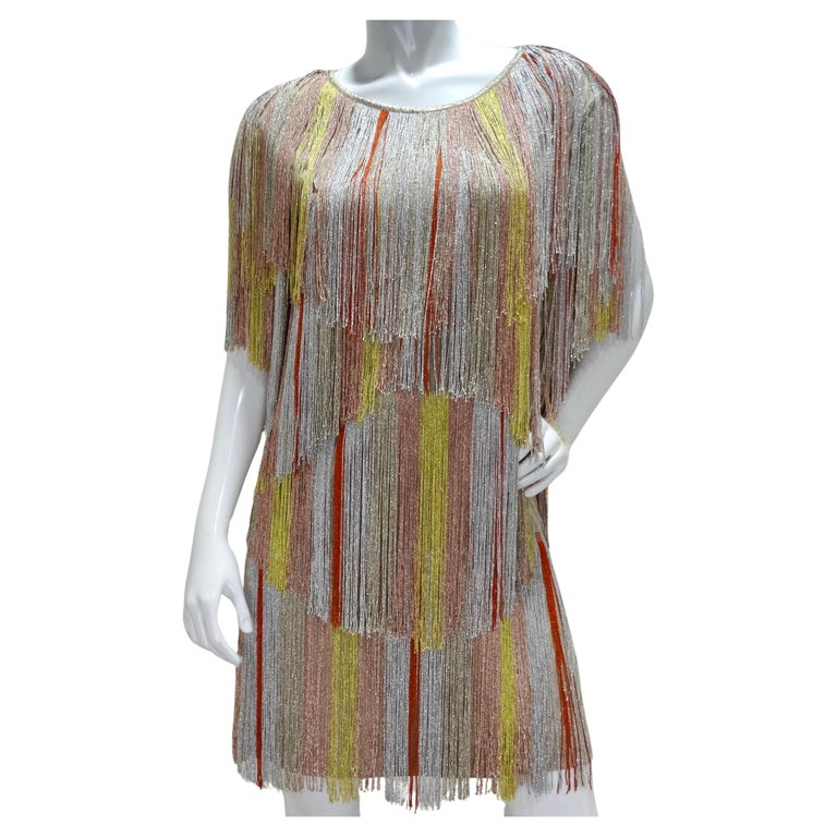 knee length dresses for ladies Metallic Rainbow Striped Dress - Metallic Twirly Dress main image 0