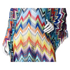 Missoni Multicolor Metallic Fringed Crochet Knit Kaftan