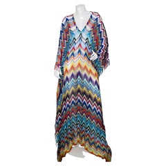 Missoni Multicolor Metallic Fringed Crochet Knit Kaftan