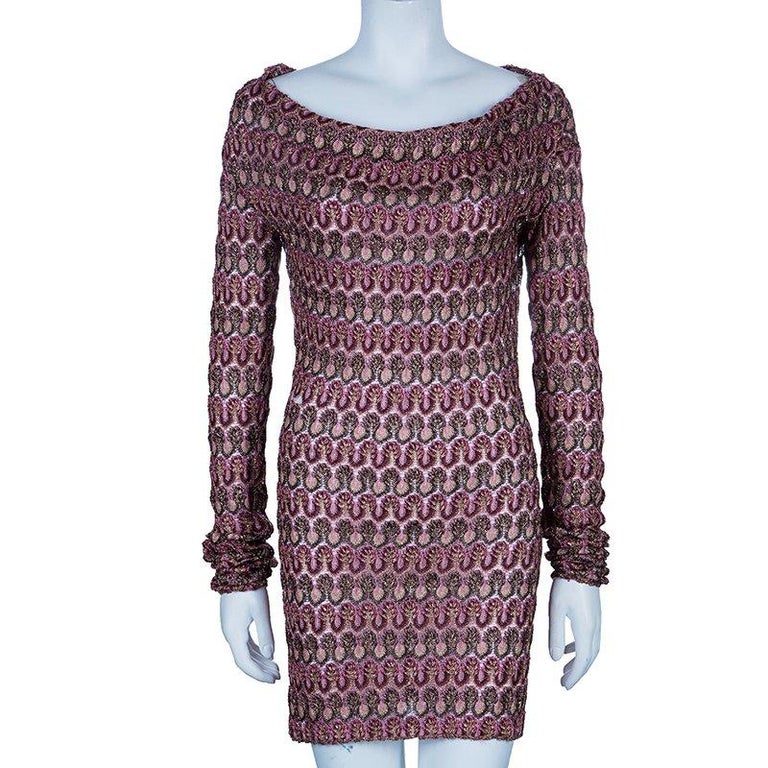 Missoni Multicolor OffShoulder Knit Dress M For Sale at 1stDibs