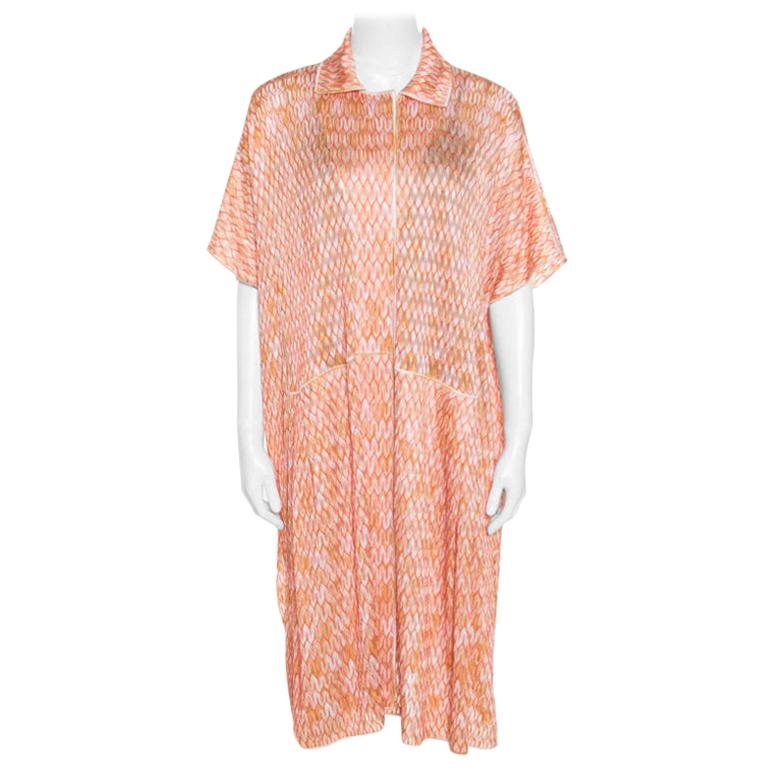 This kaftan from Missoni is vibrant and gorgeous! It is knit from quality fabrics and designed with colourful patterns all over, pockets and button fastenings. You may team it with a pair of slides or thong sandals.

