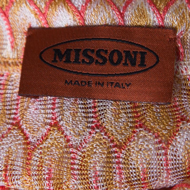 Missoni - Caftan en maille jacquard à motifs multicolores avec boutons à l'avant, taille M en vente 2