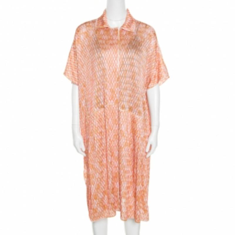 Caftan Missoni en maille jacquard à motifs multicolores à boutons sur le devant M