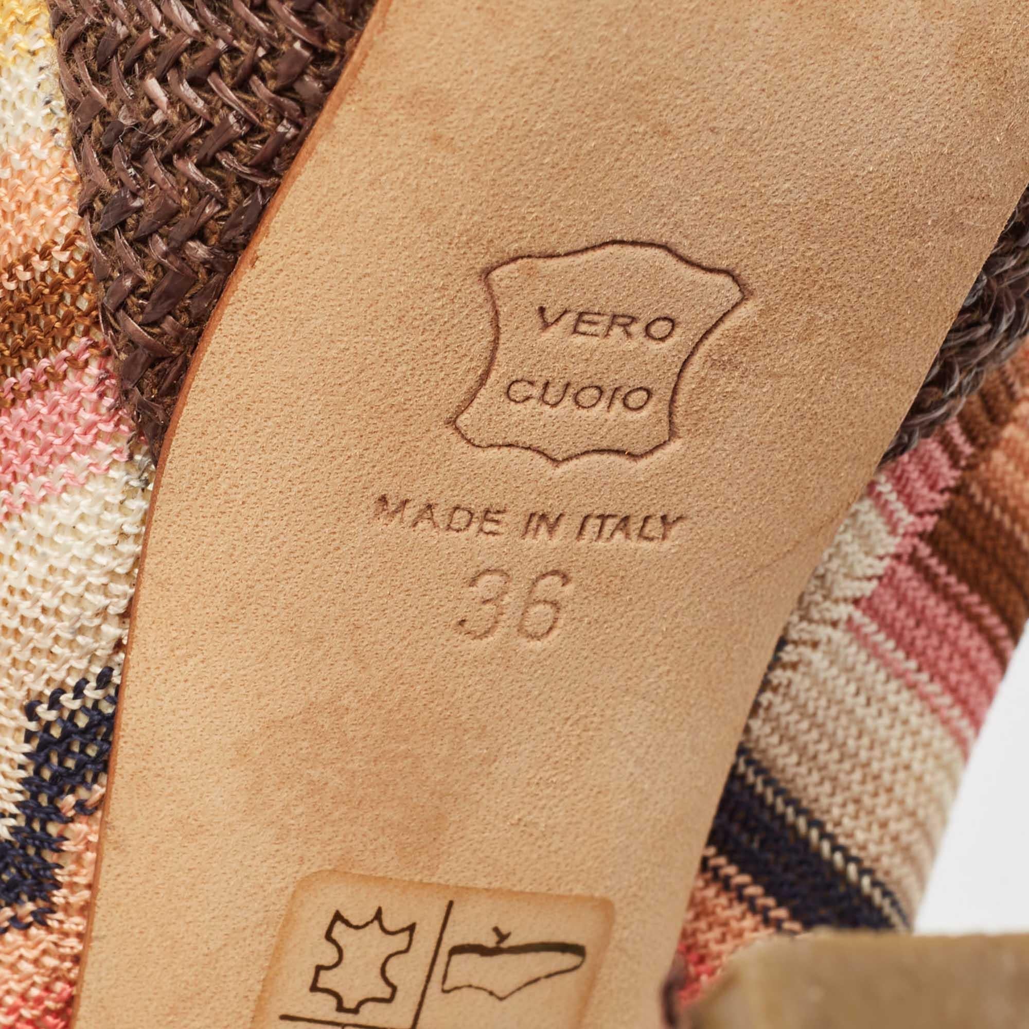 Missoni - Sandales à talons compensés en tissu tricoté multicolore à motifs Taille 36 en vente 3