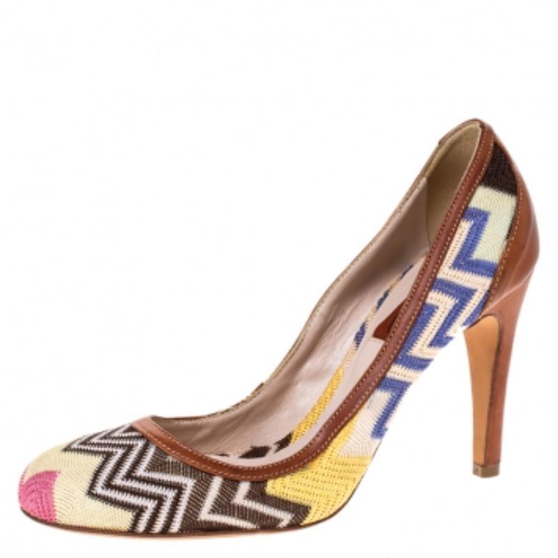 De las mujeres Missoni Multicolor Patterned Knit Fabric Pumps Size 38 en venta
