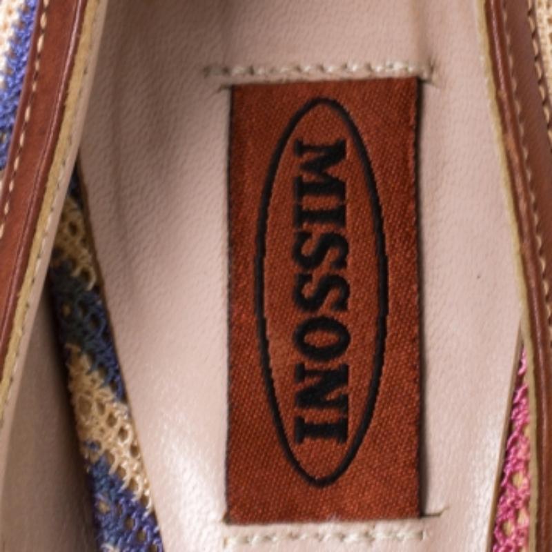 Missoni Multicolor Patterned Knit Fabric Pumps Size 38 en venta 2