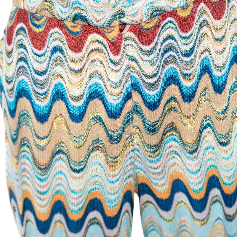 Gray Missoni Multicolor Patterned Knit High Waist Flared Bottom Pants S