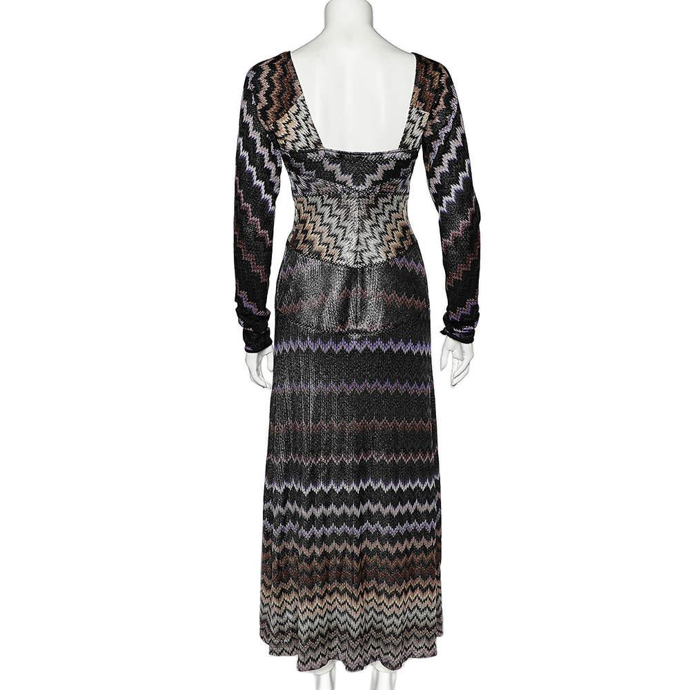 Missoni Multicolor Patterned Lurex Knit Maxi Dress M In Good Condition In Dubai, Al Qouz 2