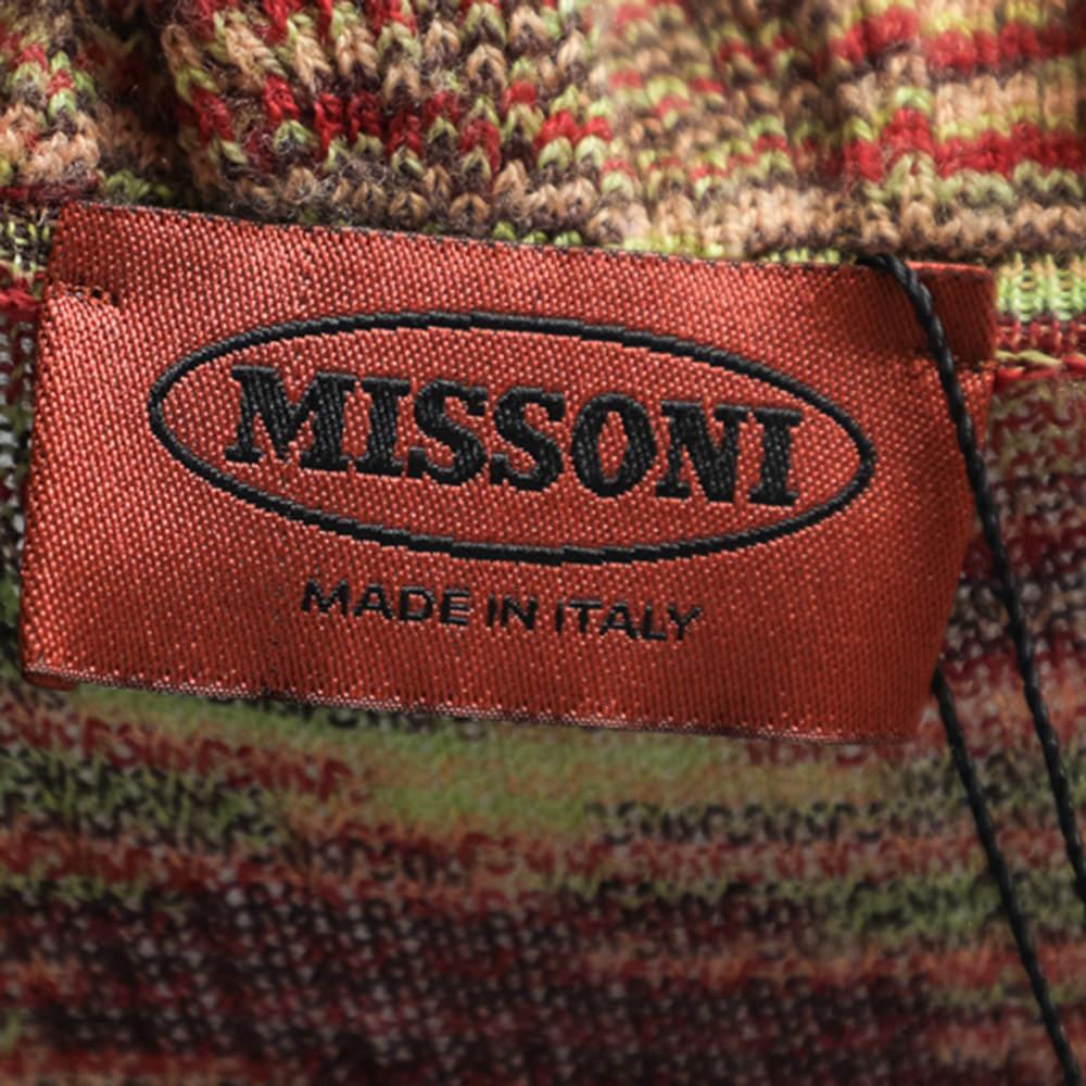 Women's Missoni Multicolor Patterned Wool Knit Midi Dress L For Sale