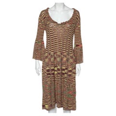 Missoni Multicolor Patterned Wool Knit Midi Dress L