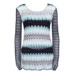 Missoni Multicolor Perforated Knit Long Sleeve Top S