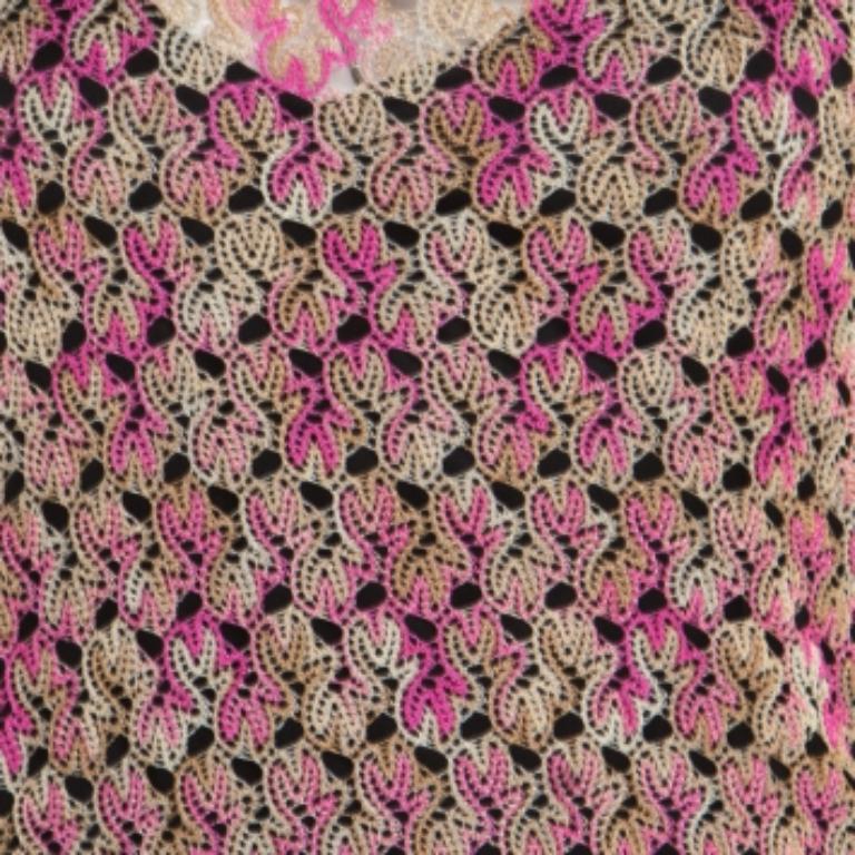 Mehrfarbiges, perforiertes, gerafftes, ärmelloses Strickkleid von Missoni M Damen im Angebot