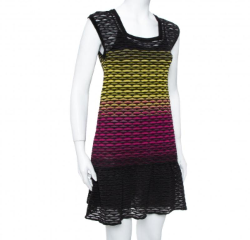 A Missoni dress like this one can easily take you through season after season. Offering style and grace, this perforated knit dress is nothing but pure charm. Celebrate the days with an impressive shift dress like this one.